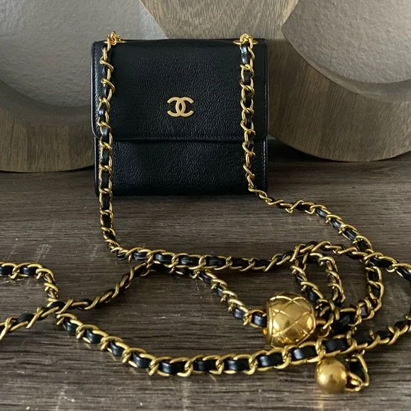⚜️🖤 Mini Chanel Wallet on a Chain Adjustable Wallet Crossbody to Belt Bag - Picture 2 of 14